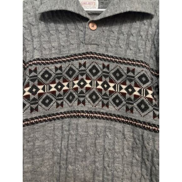 Vintage Lord Jeff Sweater Men's Small 100% Wintuk Orlon Fair Isle Cable Knit - Picture 4 of 7